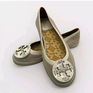 Tory Burch Channing Womens 7.5 M Beige Slip On Sneakers Flats Shoes